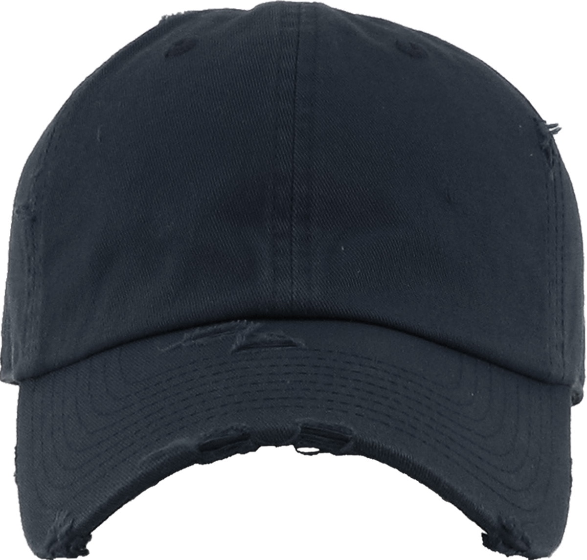 Navy Blue Distressed Vintage Baseball Cap Front View